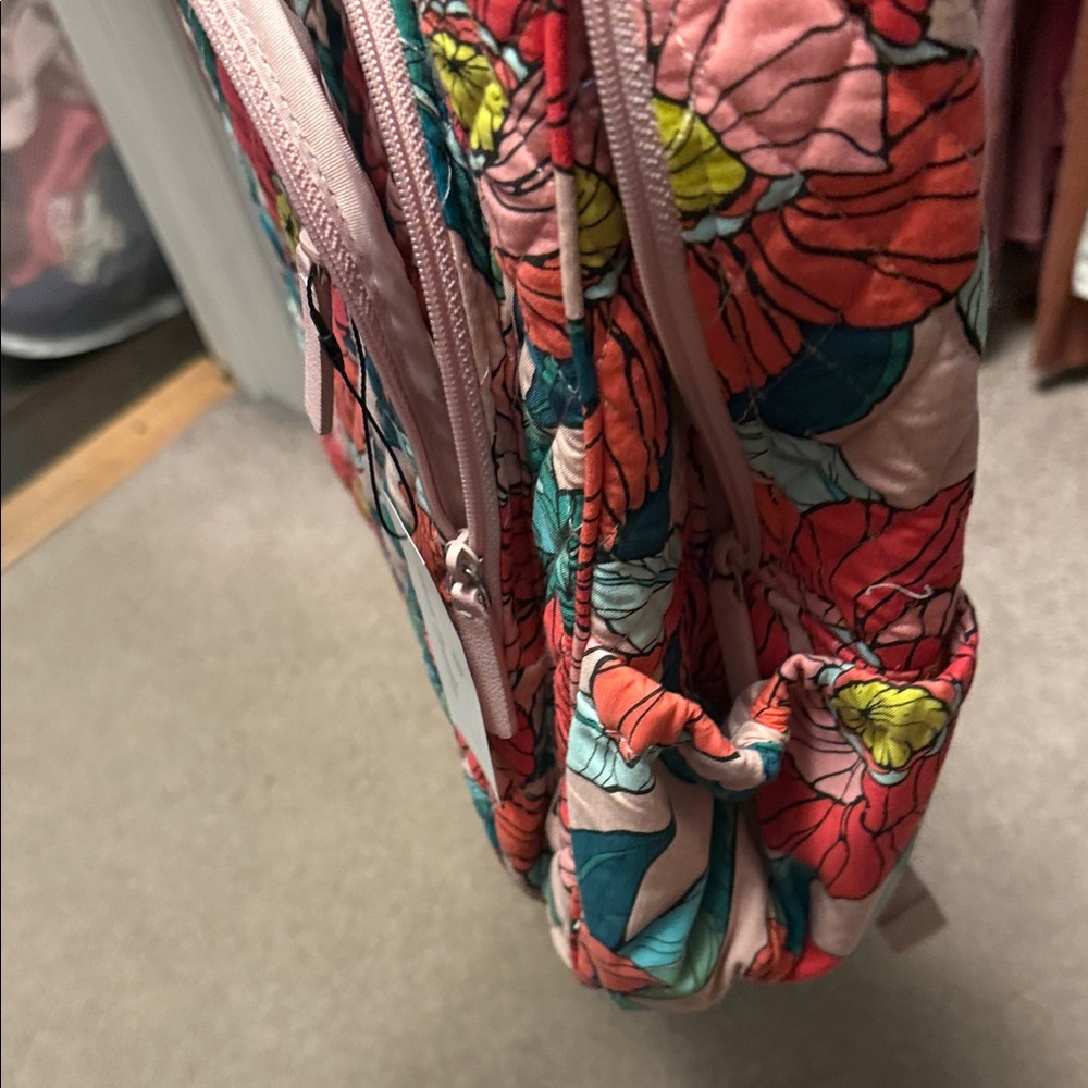 Brand new with tags Vera Bradley Vibrant Floral Backpack in Coral and Teal - Picture 7 of 7